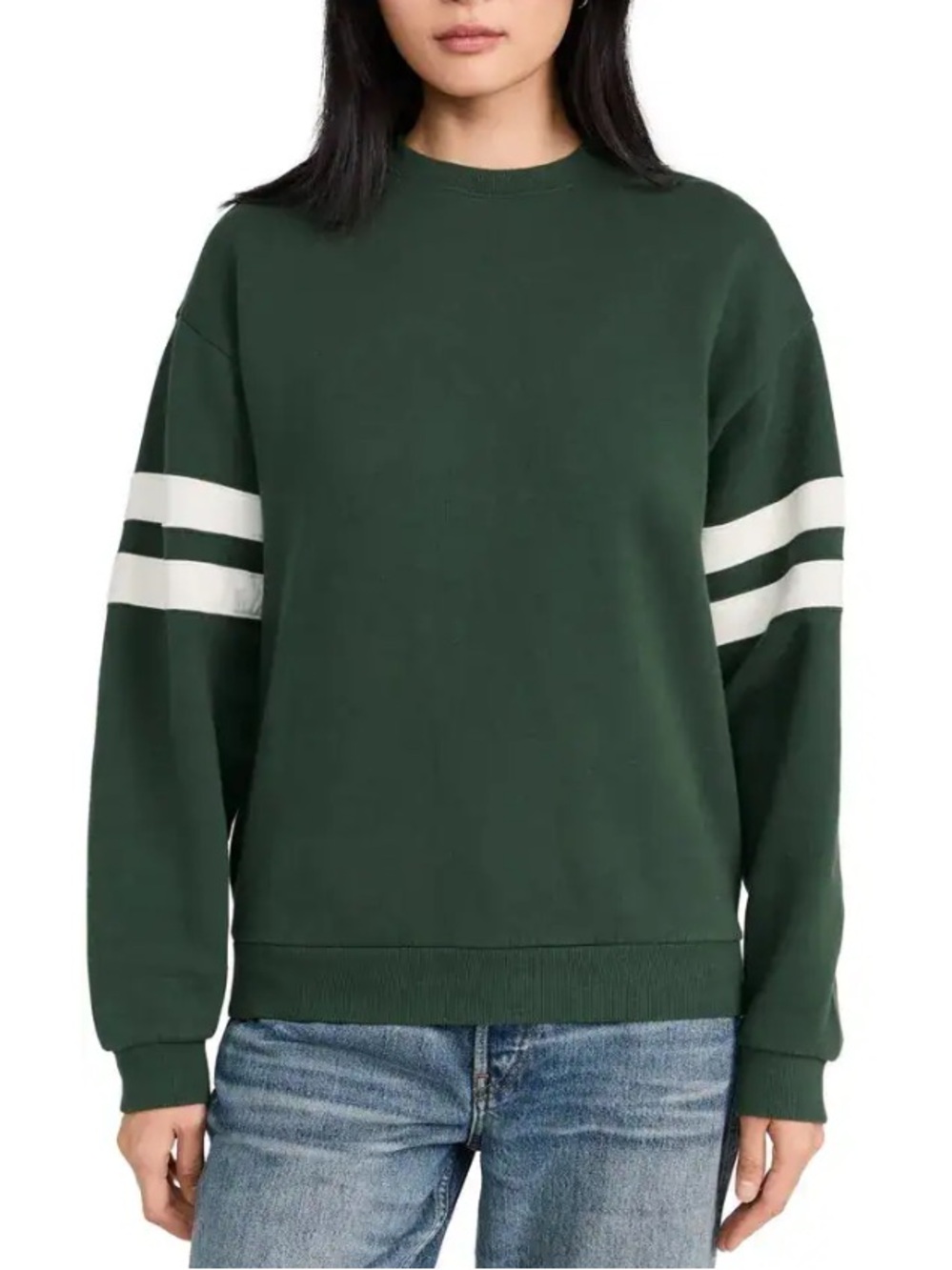 Clare V Oversized Varsity Sweatshirt Hunter Green Crewneck Athleisure-XXL